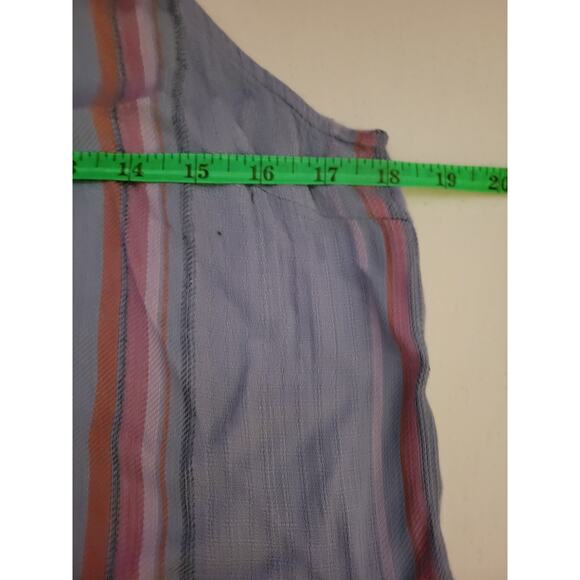 Ruffle Tiered Tank Top Beachy Coastal Stripes Vacation Boho Summer Cruise Size M - Picture 5 of 6